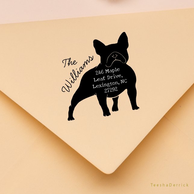 Vår nya kammares kungörelse om Bulls Returadress Stämpel (Bull Dog silhouette, Our New House Address Announcement Modern Rustic Round Rubber Stamp)