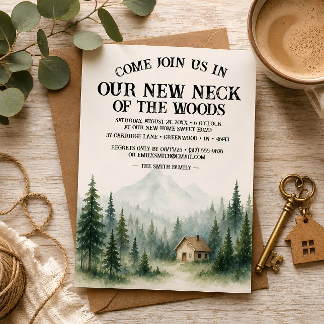 Vår Nya Närmiljö | Inflyttningsfest Inbjudningar (✨ Charming Woodland Housewarming Party Invitation – Rustic New Address Celebration Card)