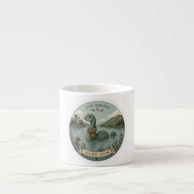 Var Nyfiken Mysig Kryptid Nessie Loch Ness Monster Espressomugg (Framsidan)