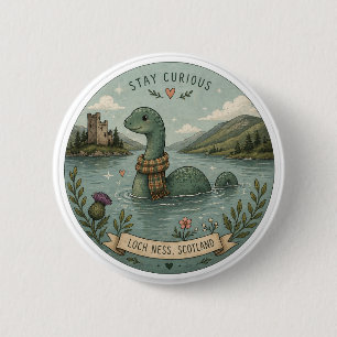 Var Nyfiken Mysig Kryptid Nessie Loch Ness Monster Knapp