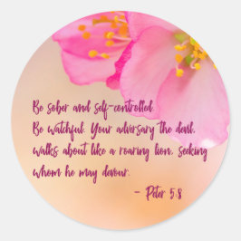 Var nykter och självkontrollerad kristen Blommigt Runt Klistermärke