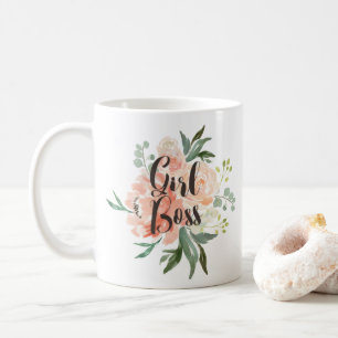 Vår  och Peach Watercolor Blommigt Girl Chef Kaffemugg
