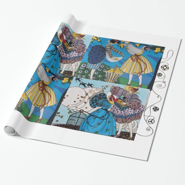 VÅR OCH SOMMARART DECO BEAUTY MODE COSTUME PRESENTPAPPER (Utrullad)