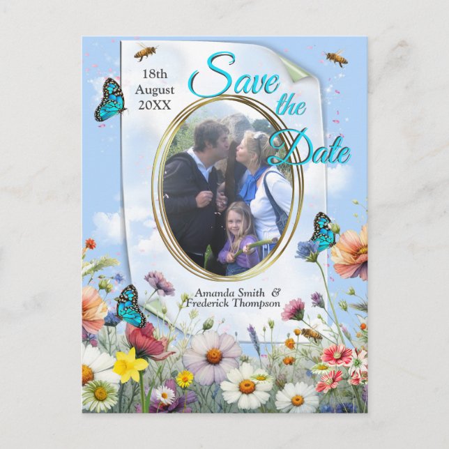 Vår- och sommarblommande blommor meddelande vykort (Framsida)