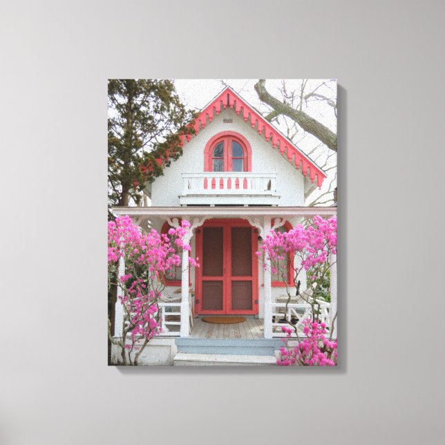 Vår och Victorian Cottage - Martha's Vineyard Canvastryck (Framsida)