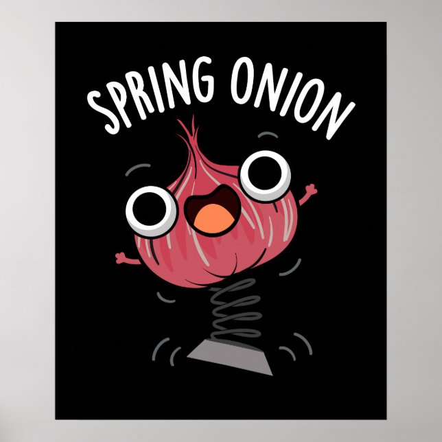 Vår Onion Funny Veggie Pun Mörk BG Poster (Framsidan)
