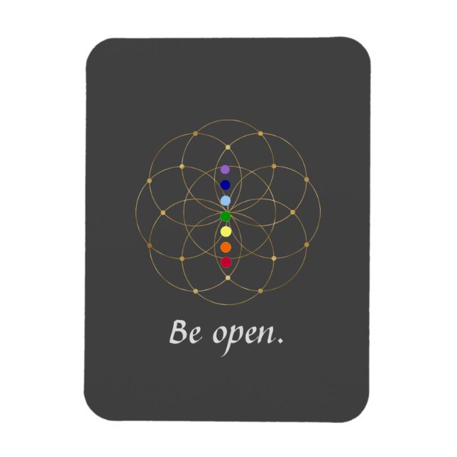Var öppen Chakra & Seeds of Life Magnet (Vertikal)