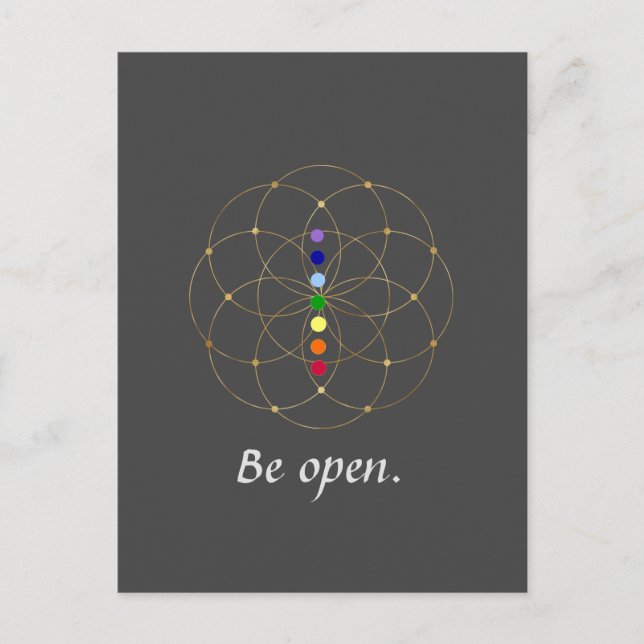 Var öppen Chakra & Seeds of Life Vykort (Framsida)