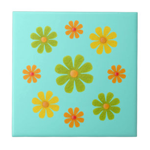 Vår orange och gula blommor för köket kakelplatta
