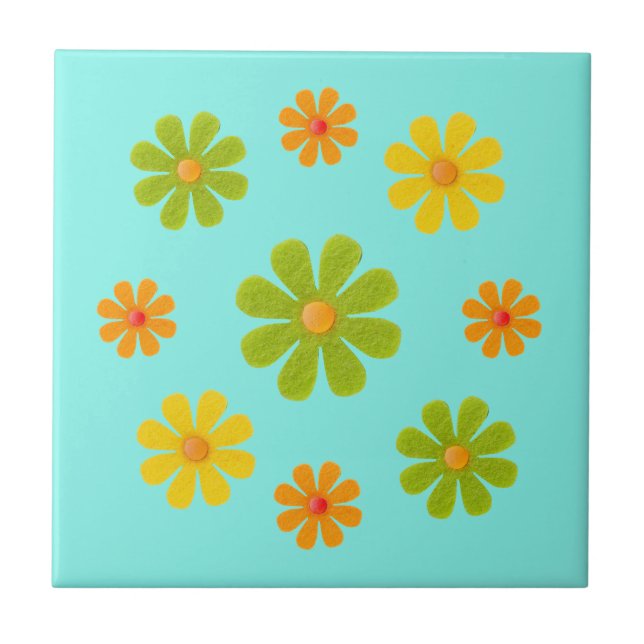 Vår orange och gula blommor för köket kakelplatta (Framsidan)