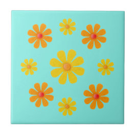 Vår orange och gula blommor för köket kakelplatta