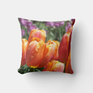 Vår Orange Salmon Tulips Dekorativ kudde