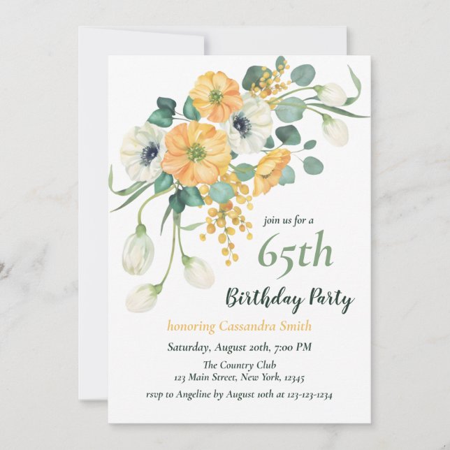 Vår Orange & vit emonlövning Inbjudningar (Framsida)