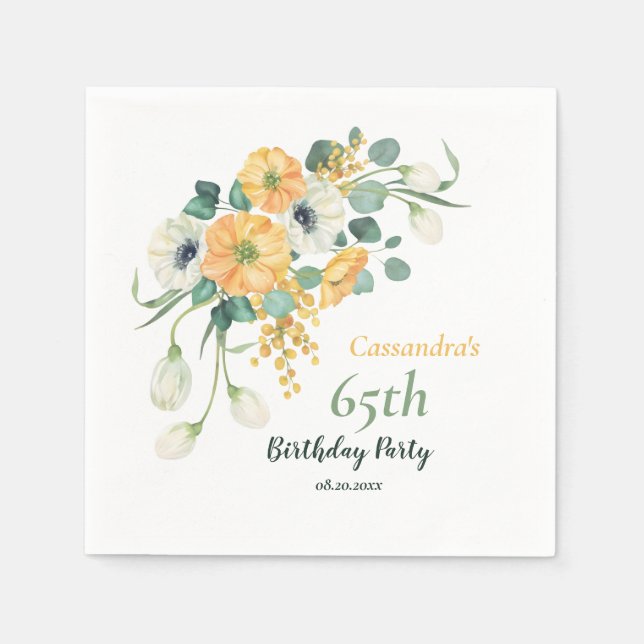 Vår Orange & vit emonlövning Pappersservett (Framsidan)