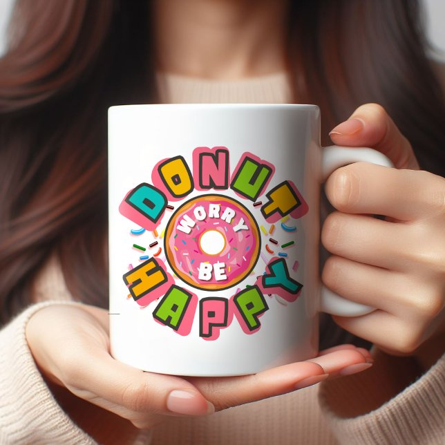 Var orolig för att vara Lycklig-färgat bakverk Kaffemugg (Skapare uppladdad)