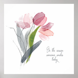 Var orsaken till att någon ler Rosa Tulpan Vattenf Poster