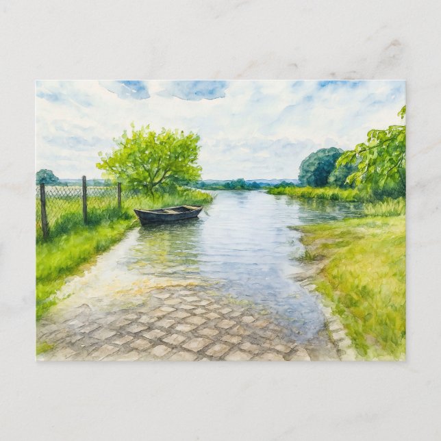 Vår översvämning Guelpe-området aquarell havelland Helg Vykort (Framsida)