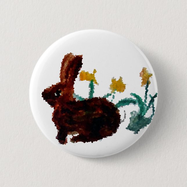 Vår Painting Daffodils Rabbit Knapp (Framsida)