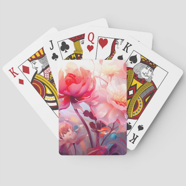 Vår Päonblomning Trädgård Akvarell Casinokort (Baksidan)