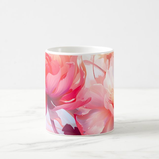 Vår Päonblomning Trädgård Akvarell Kaffemugg (Center)