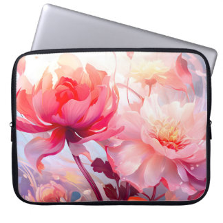 Vår Päonblomning Trädgård Akvarell Laptop Fodral