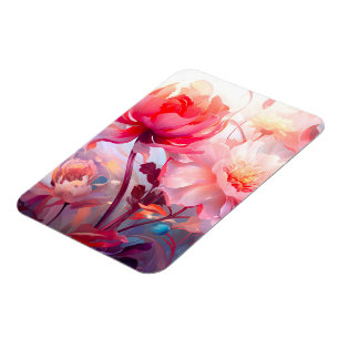 Vår Päonblomning Trädgård Akvarell Magnet
