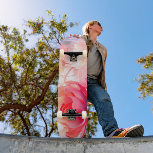 Vår Päonblomning Trädgård Akvarell Mini Skateboard Bräda 18,5 Cm