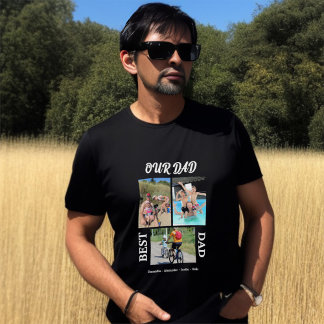 Vår Pappa Bästa Pappa Foto Collage Personlig Fader T Shirt