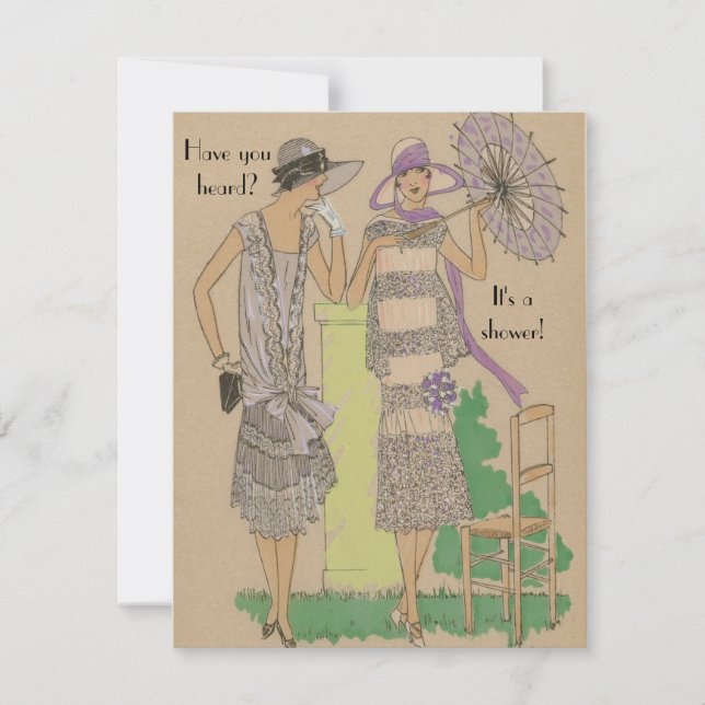 Vår Parisian Flapper Mode Shower Inbjudningar (Framsida)