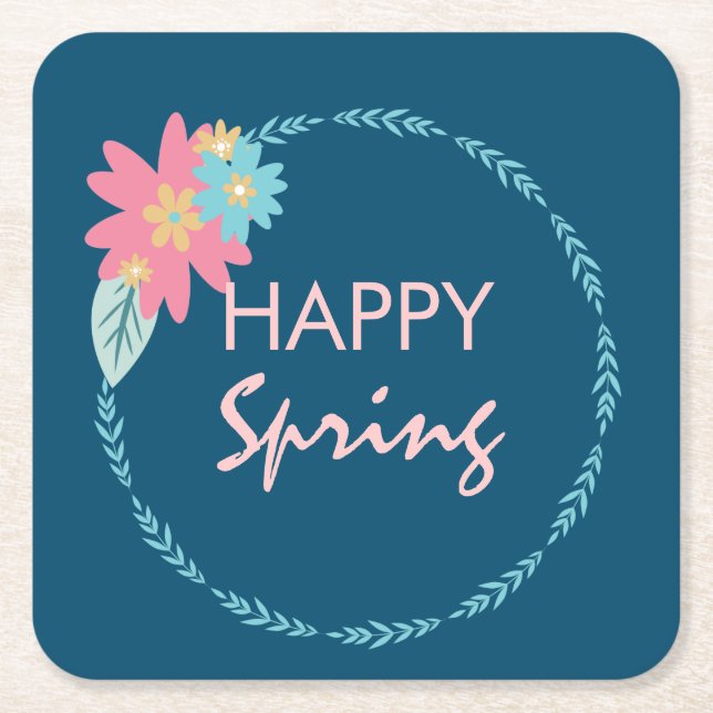 Vår Party Blommigt: Utandningsfågeldag Floder Underlägg Papper Kvadrat (Framsidan)