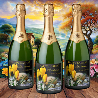 Vår Påsk Crocus Bubbles Sparkling Vin etikett