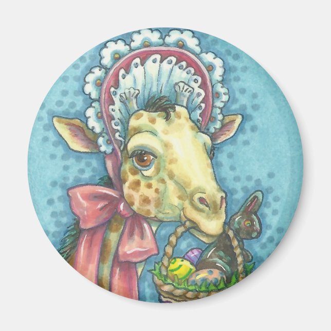 Vår PÅSK GIRAFFE MAGNET Round (Framsidan)