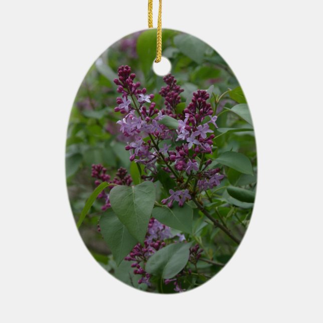 Vår/påsk: Nyfiken lamb, lyriska lylacs Julgransprydnad Keramik (Baksidan)