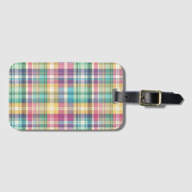 Vår/Påsk pastellplaid/tartan Bagagebricka (Framsida horisontal)