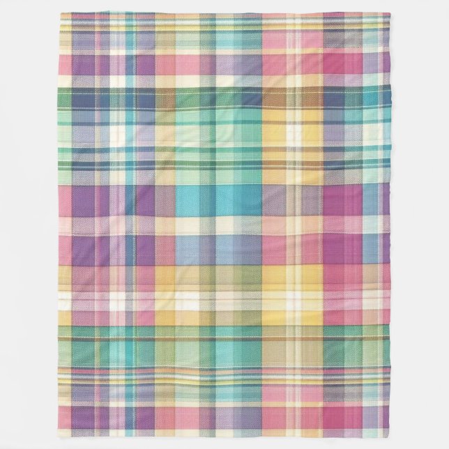 Vår/Påsk pastellplaid/tartan Fleecefilt (Framsidan)