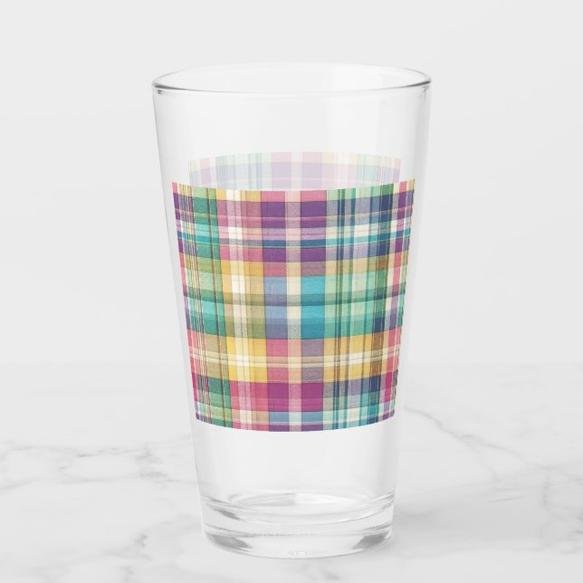 Vår/Påsk pastellplaid/tartan Glaskopp (Framsida)