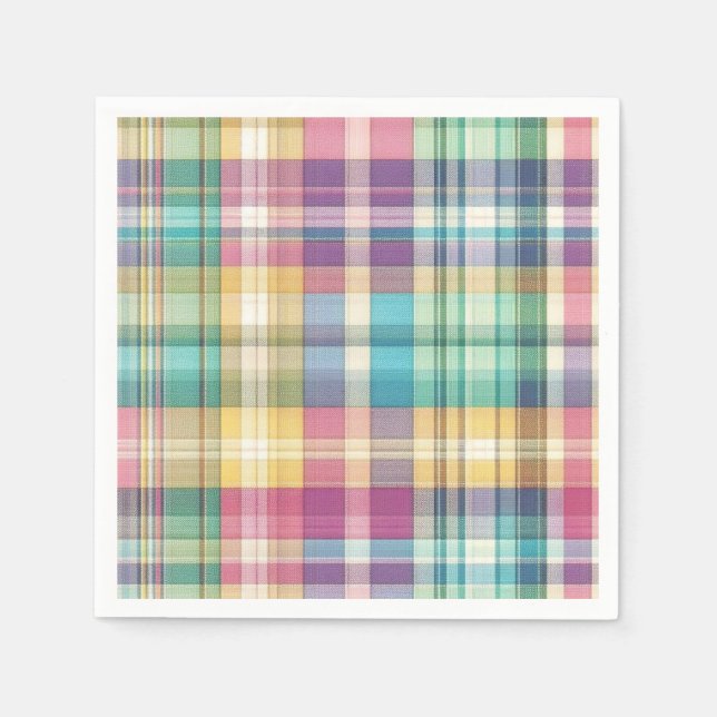 Vår/Påsk pastellplaid/tartan Pappersservett (Framsidan)