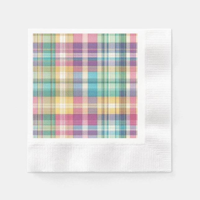 Vår/Påsk pastellplaid/tartan Pappersservett (Framsidan)