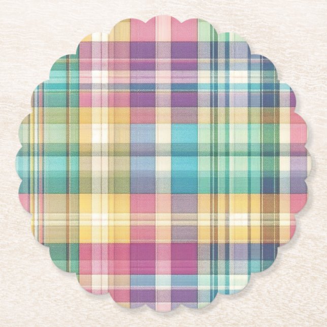 Vår/Påsk pastellplaid/tartan Underlägg Papper (Framsida)