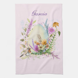 Vår Påskägg Bird Flowers Blommigt Kökshandduk