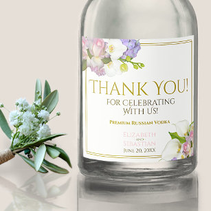 Vår Pastel Blommigt Bröllop Tack Spritflaskor Etikett