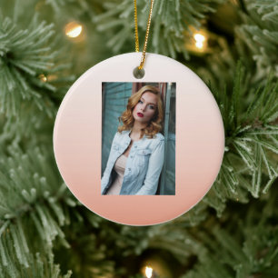 vår pastel färg peach ombre damstig rosa julgransprydnad keramik