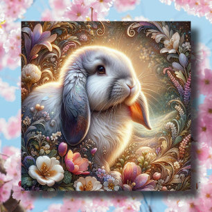 Vår Pastel Flowers Lop Eared Bunny Julkort