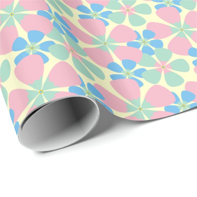 Vår Pastel Flowers Presentpapper (Rullad Hörn)