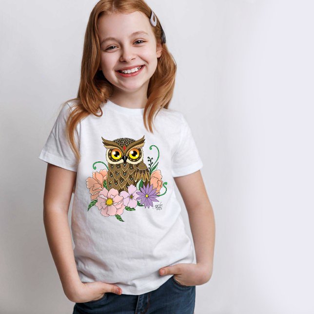 Vår Pastel Flowers Uggla T Shirt (Skapare uppladdad)
