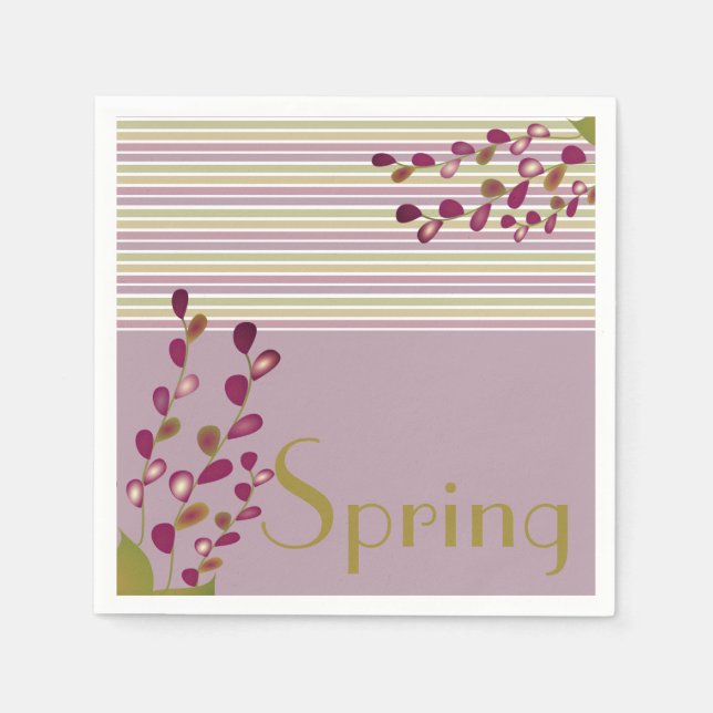 Vår Pastel med Rosa och Mauve Pappersservett (Framsidan)