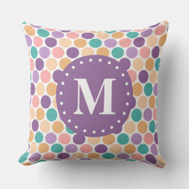 Vår Pastel Polka dots Mönster med Monogram Kudde