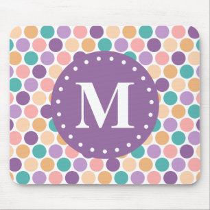Vår Pastel Polka dots Mönster med Monogram Musmatta