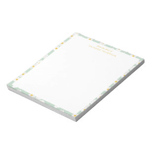 Vår Pastel Sage Daisys Personlig Desk Namn Anteckningsblock