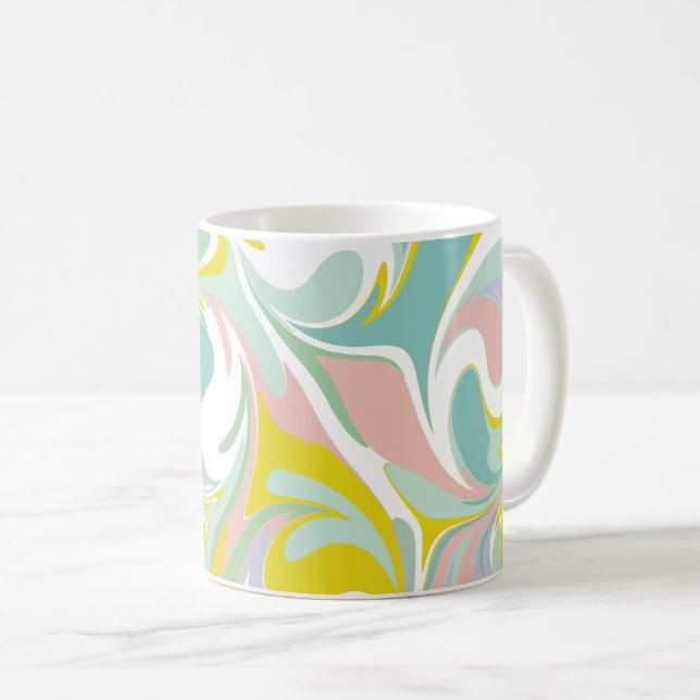 Vår Pastel Swirls | Abstrakt Marbling Design Kaffemugg (Framsida höger)